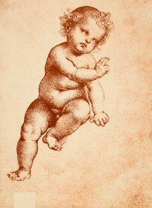 Studie für ein Jesuskind, Zeichnung von Raphael. Gallerie dell