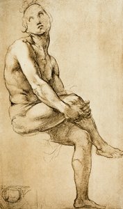 Studie einer menschlichen Figur, Zeichnung von Raphael, Kabinett der Zeichnungen und Drucke, Uffizien, Florenz