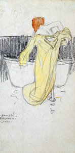 Rothaarige Frau ... im Badezimmer, um 1900-1917