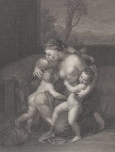 Wohltätigkeit mit drei kleinen Kindern, 1795 von Raphael Morghen