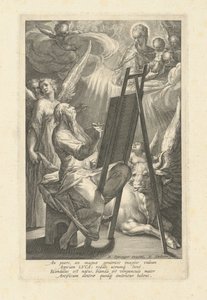 Der heilige Lukas malt die Jungfrau von Raphael Sadeler I, after Bartholomaeus Spranger