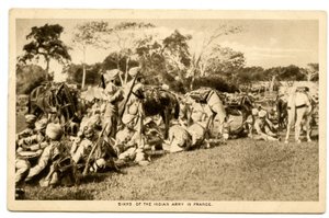 Sikhs der indischen Armee in Frankreich, 1914-15 (Sepia-Foto)