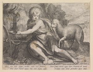 Johannes der Täufer als Jüngling bei einer Quelle von Raphaël Sadeler (I)