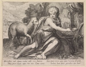 Johannes der Täufer als Jüngling bei einer Quelle von Raphaël Sadeler (I)