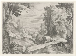 Landschaft mit einer Kapelle von Raphaël Sadeler (I)