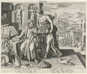 Mittelalter unter dem Einfluss der Ehre (Die vier Lebensalter) von Raphaël Sadeler (I)
