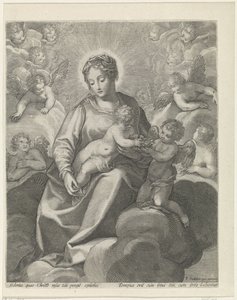 Maria mit dem Christuskind in den Wolken von Raphaël Sadeler (II)