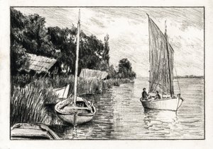 Boote auf der Gironde-Mündung von Raymond Bonnefon