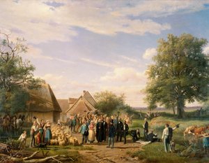 Napoleon III. besucht den Bauernhof von Coudray in Sologne von Raymond Esbrat