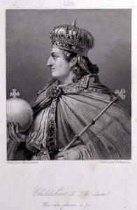Childebert, König von Austrasien, graviert von Delannoy von Raymond Quinsac (after) Monvoisin