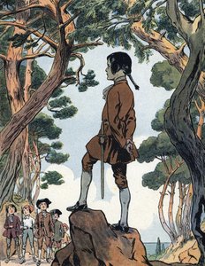 Napoleon Bonaparte (1769-1821) als Kind in Ajaccio, Korsika. Illustration von Raymond de Neziere in „Unsere nationalen Ruhmestaten“, 1920 von Raymond de la Neziere