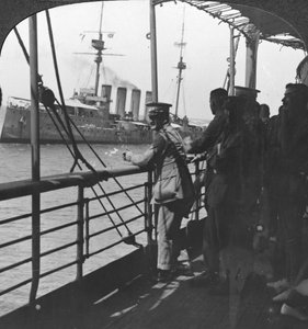 Britische Truppen auf einem Truppenschiff, Erster Weltkrieg, ca. 1914