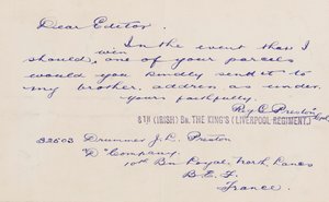 Brief an den Redakteur, 1914-18