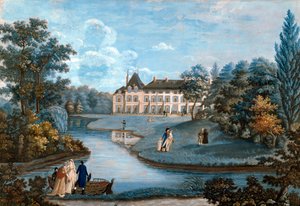 Ansicht der Fassade und des Parks des Schlosses von Malmaison. Aquarell von Regina Catherine Carrey. Frühes 19. Jahrhundert von Regina Catherine Carey
