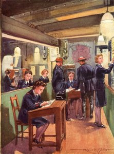 Kontrollraum des britischen National Fire Service im Krieg, Zweiter Weltkrieg von Reginald Mills
