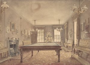 Innenraum des Billardzimmers im Lupton House, Devonshire, entworfen von George von Reid Turner