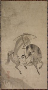 Su Dongpo reitet auf einem Esel, spätes 16. bis frühes 17. Jahrhundert von Reietsu