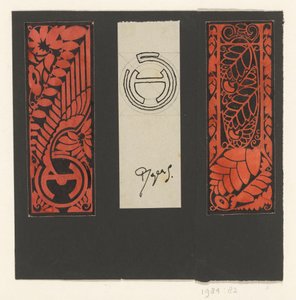 Drei Paneele mit Blattmotiven und Symbolen von Reijer Stolk (signed by artist)