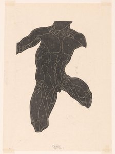 Anatomische Studie der Nacken-, Bauch- und Oberschenkelmuskeln eines Mannes im Silhouette