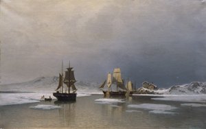 Segelschiffe auf gefrorenem Fjord von Reinholdt Boll