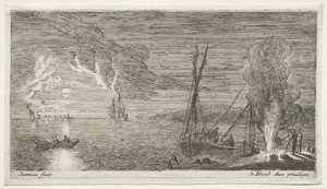 Ein Lagerfeuer und Mondlicht von Reinier Nooms