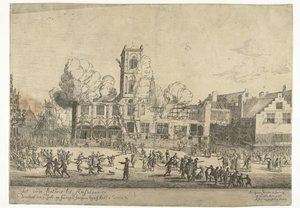 Brand des alten Rathauses in Amsterdam von Reinier Nooms