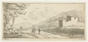 Landschaft mit einem Mann auf einem Esel von Reinier Nooms