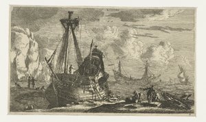 Entmastetes Segelschiff von Reinier Nooms