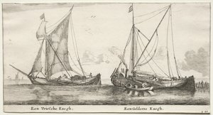 Schiffe von Amsterdam: Ein friesischer Bilander. Ein Gelderscher Bilander von Reinier Nooms