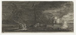 Meeresansicht bei Nacht (Verschiedene Einschiffungen und dergleichen)