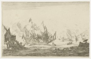 Seeschlacht mit einem sinkenden Schiff
Neue Schiffsschlachten (Serientitel) von Reinier Nooms