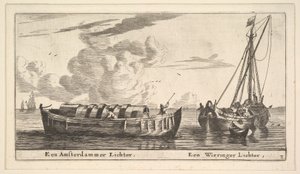 Ein Amsterdamer Leichter und ein Wieringer, 17. Jahrhundert von Reinier Zeeman