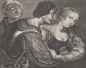 Die Kupplerin: eine alte Frau, ein Soldat und eine Frau von Reinier van Persyn