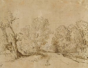 Ein bewaldeter Weg von Rembrandt van Rijn