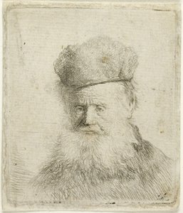 Büste eines alten Mannes mit Pelzmütze und fließendem Bart, ca. 1631 von Rembrandt Harmensz. van Rijn