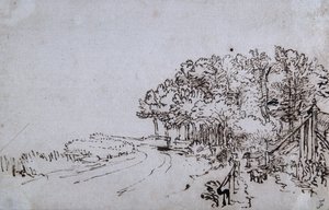 Wäldchen am Kopf des Amsteldijk bei Trompenburg, ca. 1649 von Rembrandt Harmensz. van Rijn