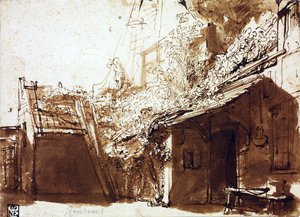 Bauernhaus im Licht und Schatten