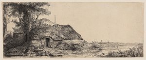 Landschaft mit Hütte und großem Baum von Rembrandt Harmensz. van Rijn