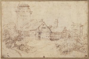Landschaft mit Gebäuden und Liebenden, nach Tizian von Rembrandt Harmensz. van Rijn