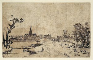 Landschaft mit Wasser, das Dorf Amstelveen im Hintergrund, ca. 1654-55 von Rembrandt Harmensz. van Rijn