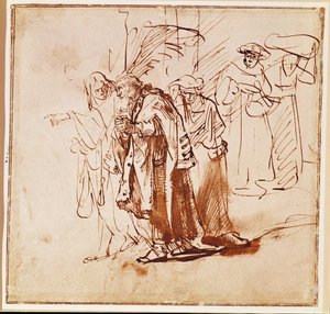Lot und seine Familie. Feder- und Tuschzeichnung von Rembrandt Harmensz. van Rijn