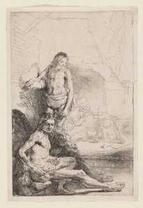 Männlicher Akt sitzend und stehend (um 1646) von Rembrandt Harmensz. van Rijn