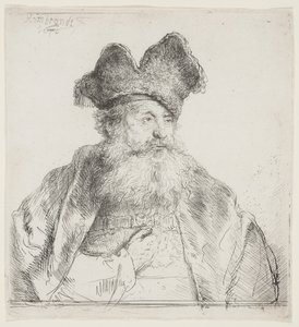 Alter Mann mit geteilter Pelzmütze von Rembrandt van Rijn