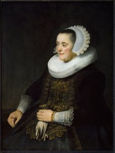 Porträt einer niederländischen Bürgerfrau mit Halskrause und Kopfbedeckung von Rembrandt van Rijn