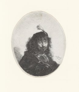 Rembrandt mit dem Schwert und dem Reiher von Rembrandt Harmensz. van Rijn