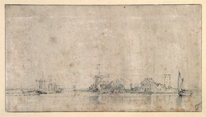 Die Amstel am Omval, ca. 1650-53 von Rembrandt Harmensz. van Rijn