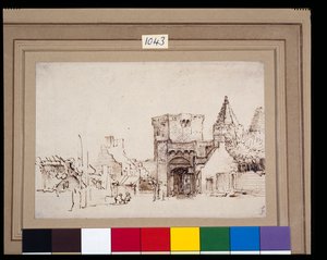 Das Rijnpoort in Rhenen in Gelderland, um 1649 von Rembrandt Harmensz. van Rijn
