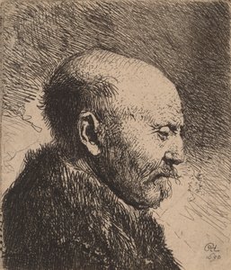 Ein glatzköpfiger Mann im Profil Der Vater des Künstlers, 1630 von Rembrandt van Rijn