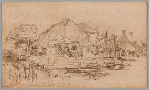 Ein Bauernhof am Amsteldijk, von Nordwesten gesehen von Rembrandt van Rijn