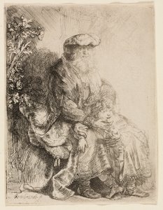 Abraham streichelt Isaak von Rembrandt van Rijn